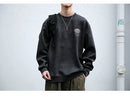 2025 Spring Mens Loose Fit Round Neck Hoodie Big Size Oversized Streetwear Hip Hop Retro American Casual Pullover Trendy Print