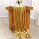 4Pcs-29x120 Inches Gold Velvet Table Runner, 10ft Luxurious Wedding Reception Decorations Soft Velvet Fabric Table Linen Overlay