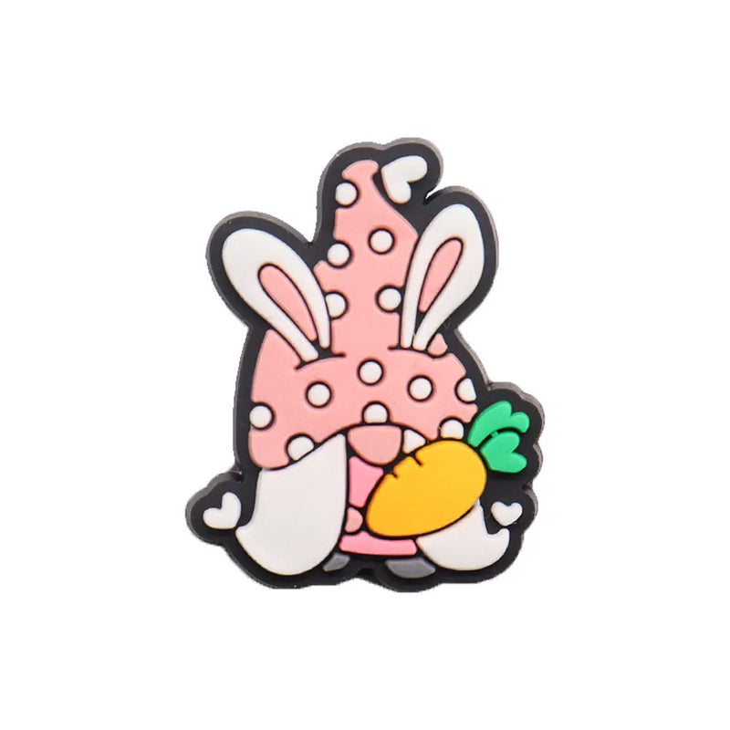 1-23Pcs PVC Adorable Rabbit Bunny Easter Shoe Buckle Charms Accessories Children Shoe Button Fit Birthday Gift