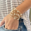 Vlen Stackable Pearl Bracelet for Women Trendy Summer Jewelry Gold Color Ball Beads Strand Pulseras Accessories