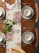 Bunny Eggs Flower Tulip Easter Linen Table Runners Dresser Scarf Table Decor Washable Kitchen Dining Coffee Table Runners Decor