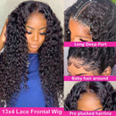 34 36 Inch Deep Wave Lace Front Human Hair Wig 13x6 HD Transparent Lace Frontal Wig Water Curly Wigs For Women Ueenly Hair