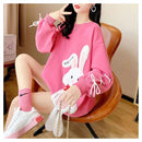 Star Clothes Kawaii Cute Sweatshirt Streetwear Anime Women Pulovers Bunny Women's Long Sleeve Top Designer Crewneck Graphic Pink