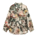 ELFSACK 2025 Summer New Arrivals Casual cool Original full print light shirt chiffon top