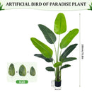 Artificial Bird of Paradise Plant 180cm with 11 Silk Banana Leaves Faux Plant Indoor Decor Trees with White Pot for Home