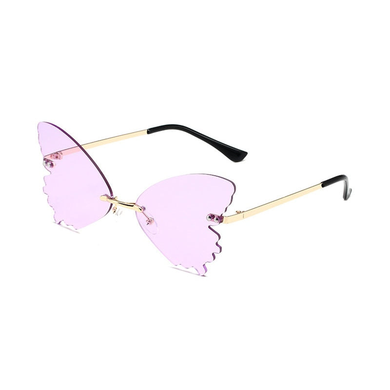 2022 Vintage Dragonfly Wings Sunglasses Fashion Rimless Women Clear Lens Eyewear Men Pink Sun Glasses UV400 Eyewear Female