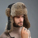 2025 New Winter Hat For Men Real Rabbit Fur Ear Cap Warm Winter Men Hat Fur Beret Russian Hats High Quality to Keep Warm