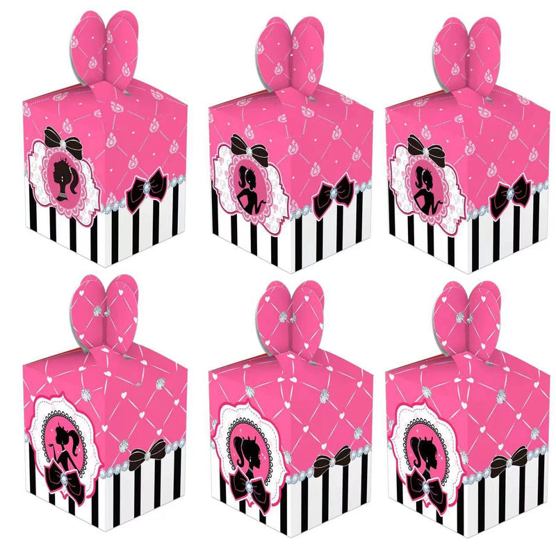 Barbie Black Pink Princess Candy Boxes Birthday Party Favor Plates Cups Tablecloth Cake Topper Kids Girl Baby Shower Party Decor