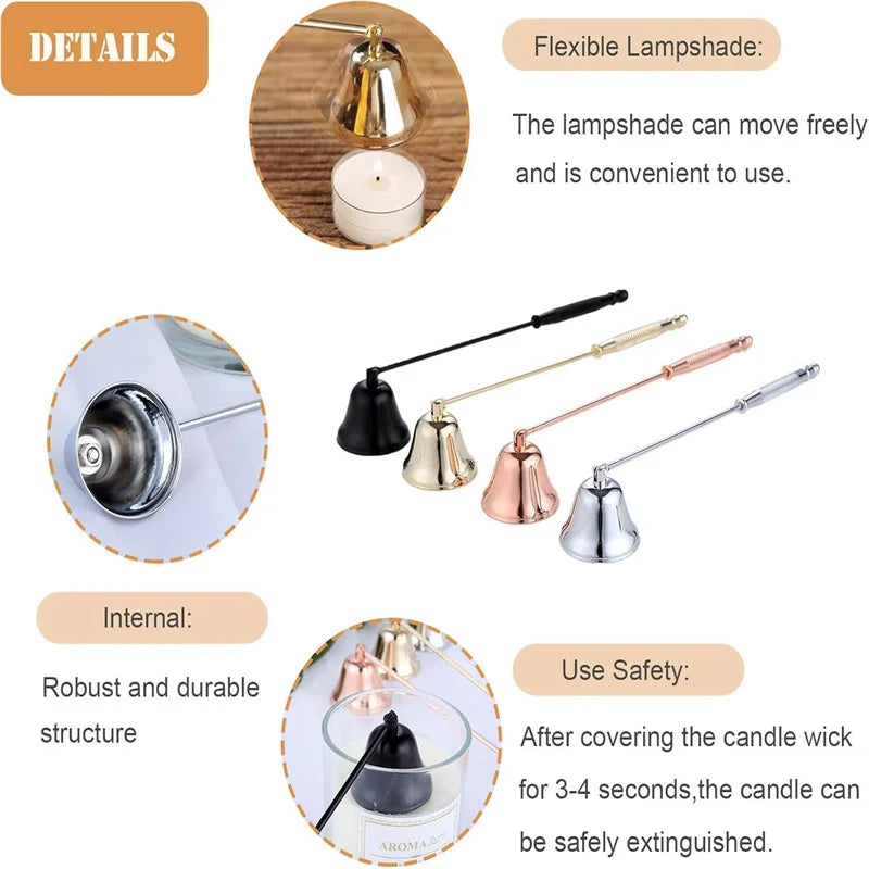 Candle Snuffer Tool Long Handle Bell Extinguisher Accessory Putting Out Extinguish Candle Wicks Accessories Stainless Steel