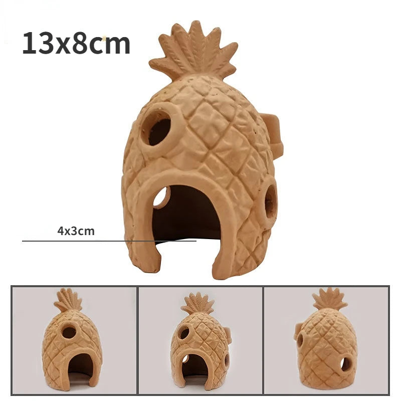 Ceramics Aquarium Decoration Shrimp Fish Hatch Hiding Shelter Pineapple House Fish Spawn Clay Pots Aquarium Accessories