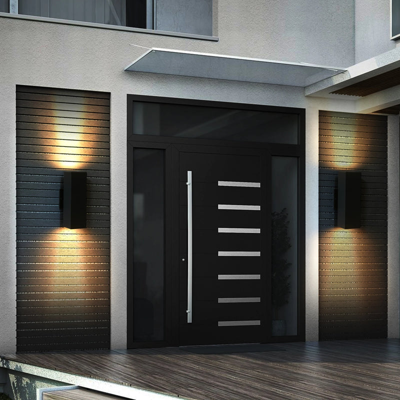 2-Pack Outdoor Wall Light IP65 Waterproof Up & Down GU10 Bulb Wall Sconce Black Aluminum Exterior Light for Porch, Patio, Garage