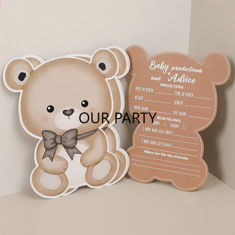 10 Sheets Gender Reveal Theme Predicitions Advice Game Card Cartoon Bear Voting Card for Baby Shower Birthday Party Decoration