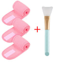 3 Stück Verstellbares Stirnband mit 1 Maskenpinsel Yoga Spa Bad Dusche Make-up Gesichtsreinigung Kosmetik-Stirnband Make-up Zubehör