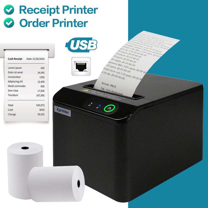 NEW Xprinter 80mm Portable Receipt Printer Hand Printer T80Q Printer With Auto Cutter POS Printer Kitchen Printer