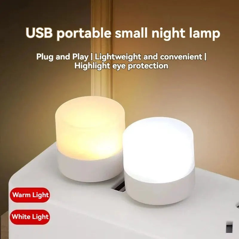 10 Pieces USB Night Light Warm White LED Plug-In Light Bulb Portable Home Environment Light Energy-Saving Reading Night Light