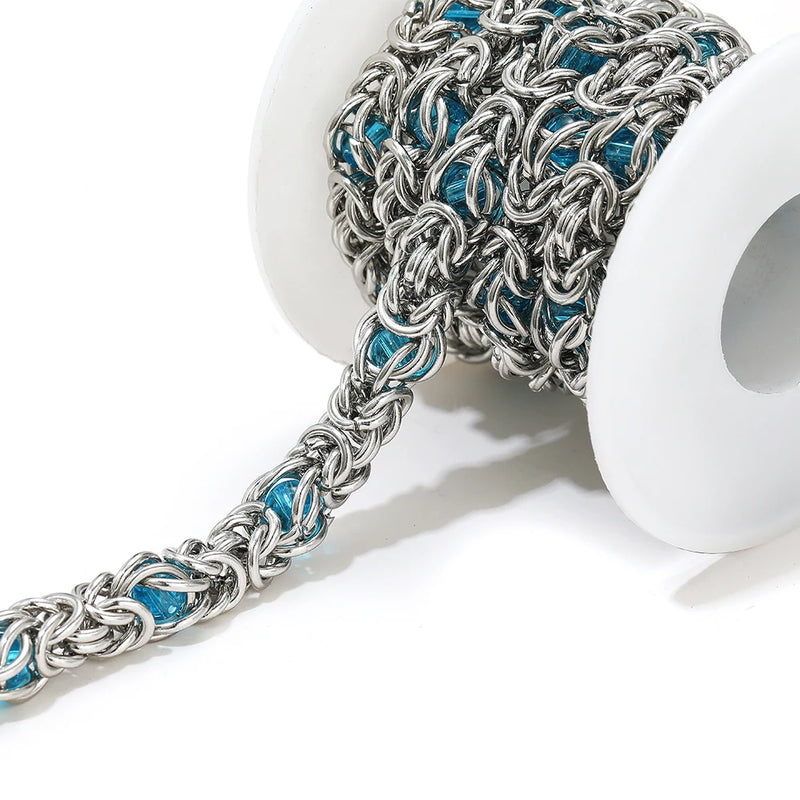 1 Meter 10mm Width Stainless Steel Chunky Knot Silicone Beads Chains for DIY Hip Hop Necklaces Jewelry Making Findings  Supplies