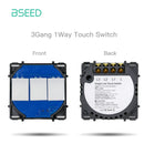 BSEED 1/2/3Gang Touch Switches 1/2/3Way Function Parts Type-c USB Wall French Sockets Crystal Glass Panels DIY Free Combination