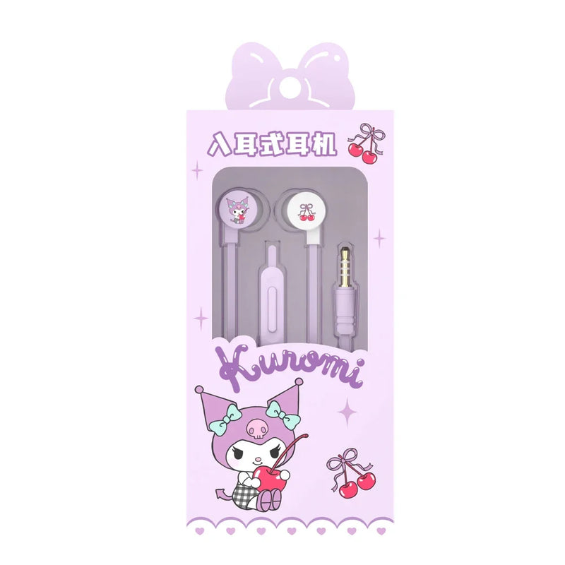 Sanrio in-ear Wired Headphones My Melody Music Sports Earbuds Kuromi Cinnamoroll Kawaii Gaming Earphones Pochacco Girls Gifts