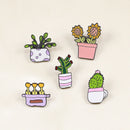5-7PCS Cartoon Brooch Set Heart Dinosaur Skull Skeleton Potted Cactus Enamel Pins Animal Plant Cup Lapel Badge Jewelry Wholesale
