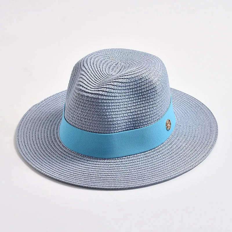 New Summer Straw Hat for Women Panama Soft Shaped Beach Sun Hat Outdoor UV Protection Travel Hat Sombreros De Mujer