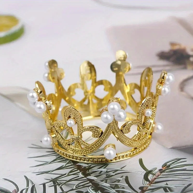 5/25/50/pcs Mini Golden Silver Plastic Crown for Craft Decoration Cake Decor Princess Queen Crown Party Wedding Pearl Crown