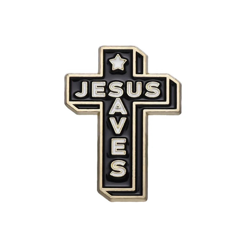 I Love Jesus Enamel Pin Christianity Religion Believers Live Forever Cross Easter Brooch Lapel Clothes Badge Love Faith Jewelry