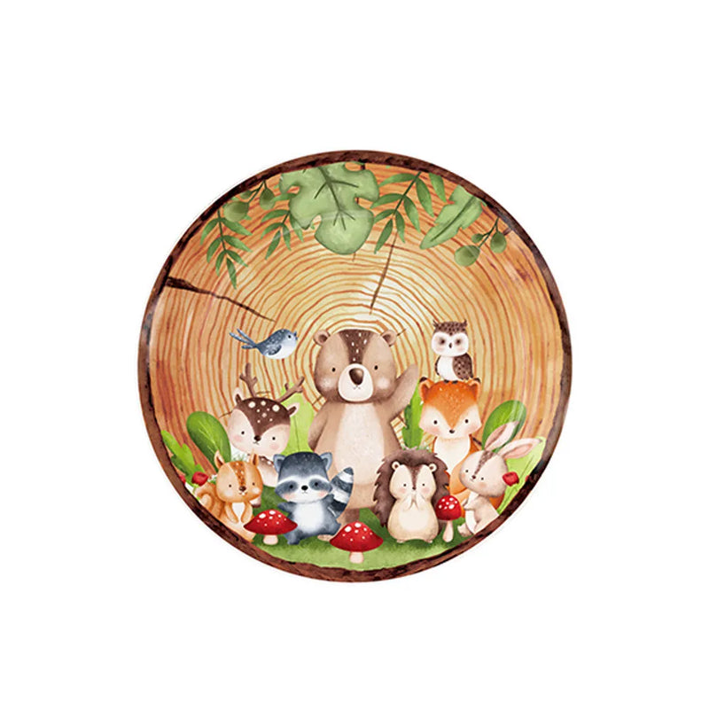 Woodland Forest Theme Birthday Decoration Wild One Party Supplies Animal Paper Plates Cup Tablecloth Banner Balloon Baby Shower