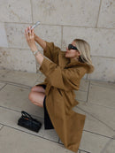 The Vilanelle | Oversized Long Trench Coat with Stand Collar