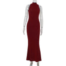 The Crimson Line | Sequin Sleeveless Maxi Gown