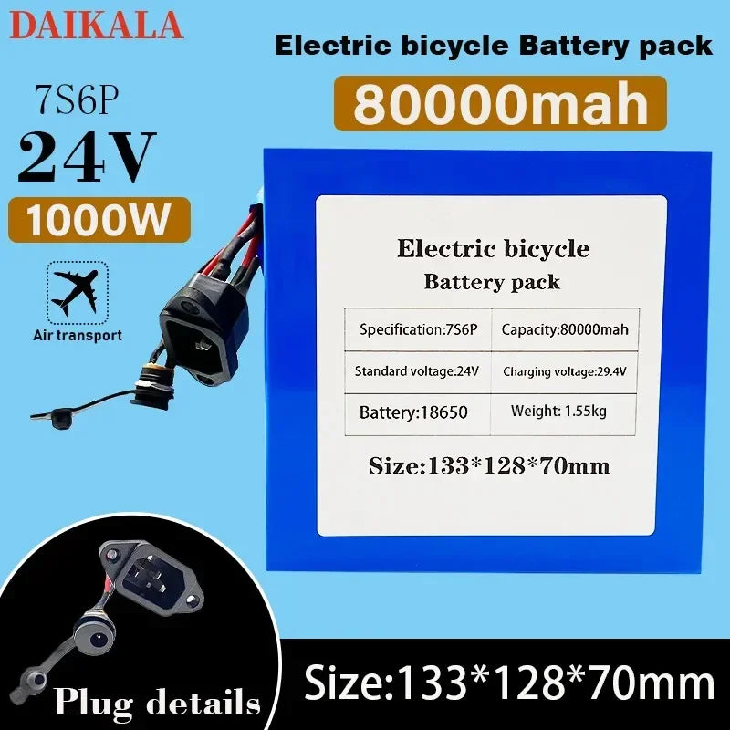 100%Original 7S6P 24V80000mAh Battery Pack 1000W 29.4VLithium Battery for Citycoco Motorized Scooter Wheelchair Electric Bicycle