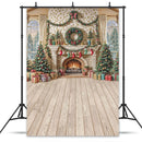 Santa Claus Workshop Backdrops Kids Family Photography Props Magic Christmas Fireplace Gifts Wreath Xmas Trees Backgrounds