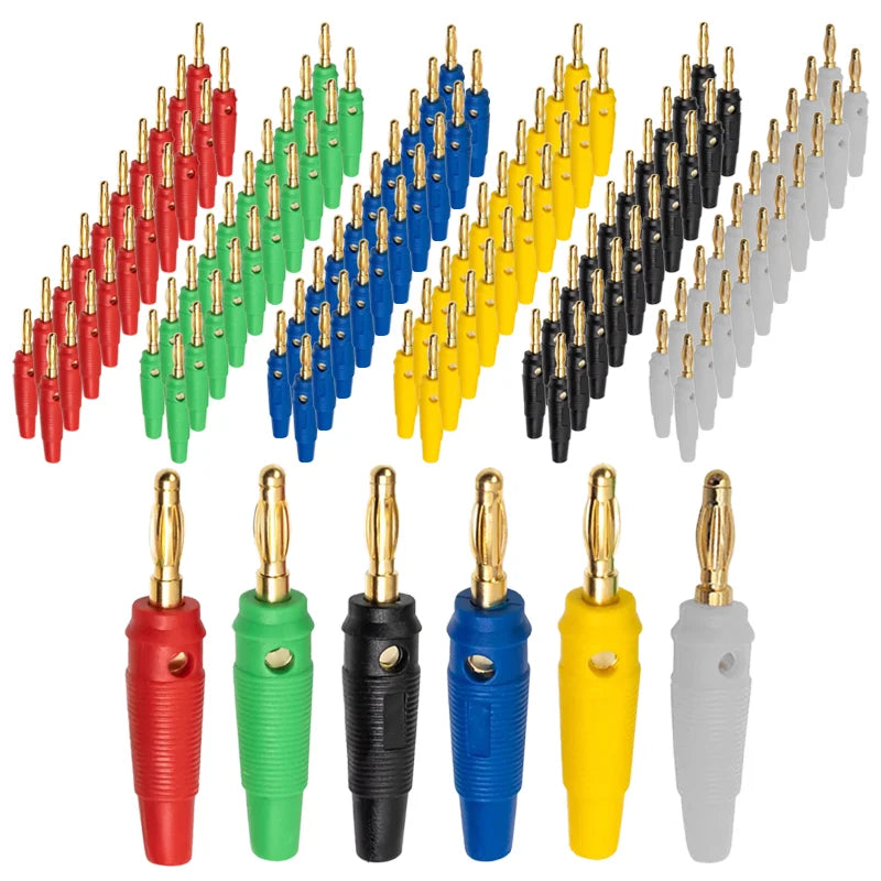 20pcs 4mm Banana Plugs Musical Speaker Cable Wire Pin Banana Plug Connectors Pure Copper Gold Plated