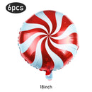 6Pcs Christmas Candy Cane Foil Balloons Round Windmill Lollipops Candy Helium Foil Balloons for Xmas Wedding Birthday Decoration