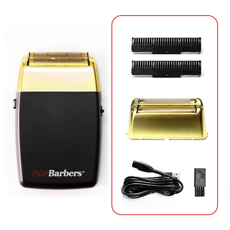 11000 RPM POP Barbers P620 Professional Electric Men's Beard Trimmer Double Foil Shaver Electric Shaver USB Hair Cutting Machine