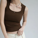 Korea Stylisches Crop Top Ärmelloses Stretch Basic Camisole für den Sommer Heißes Sexy Mädchen Weste Baumwolle Damen Tank Klassische Outfits C4880