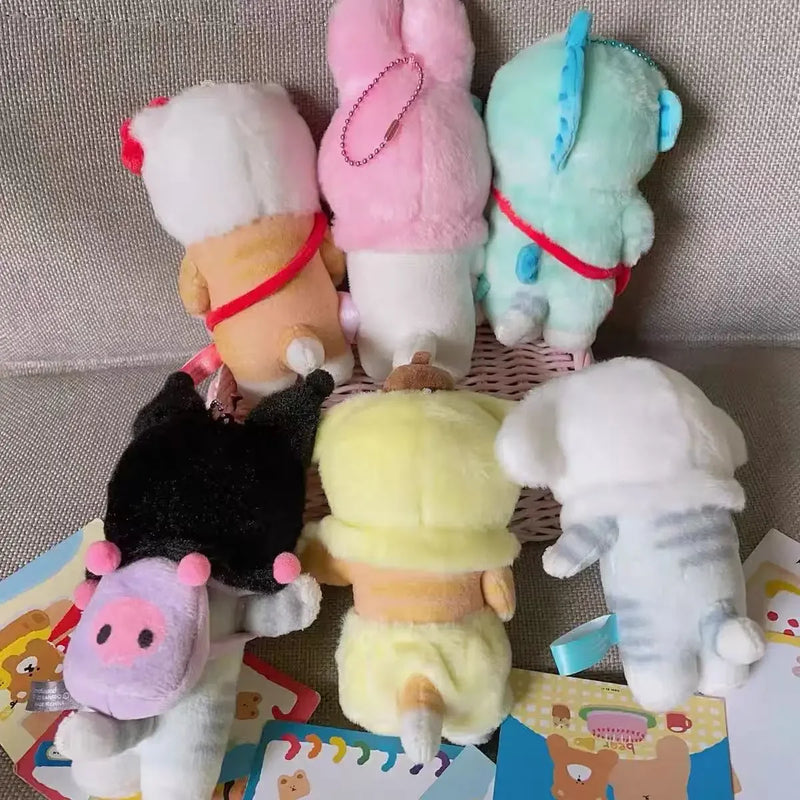 Kawaii Shark Cat Series Hello Kittys Cinnamorolls Kuromis Melodys Plush Doll Backpack Pendant Keychain Decoration Kids Toy Gifts
