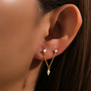 ROXI S925 Sterling Silver 1PC V Shaped Chain Tassel  Stud Earrings For Womens Earrings Korean Double Star piercing earrings
