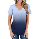 2024 Europe and the United States spring and summer new women's top printed V-neck short sleeve loose pocket T-shirt woman