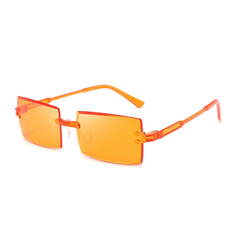 Fashion Retro Rimless Rectangular Sunglasses Candy Color Sunglasses Rectangle Shade Gradient Rimless Women Summer Sun Glasses