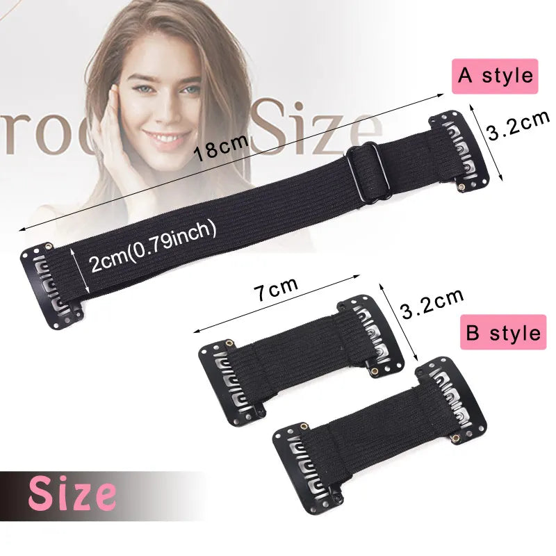 Facelift Stretching Belt Head Bands with Clips Reusable Facial Lifting Bands Stretch Out Strap Adjustable Elastic Band for Hair