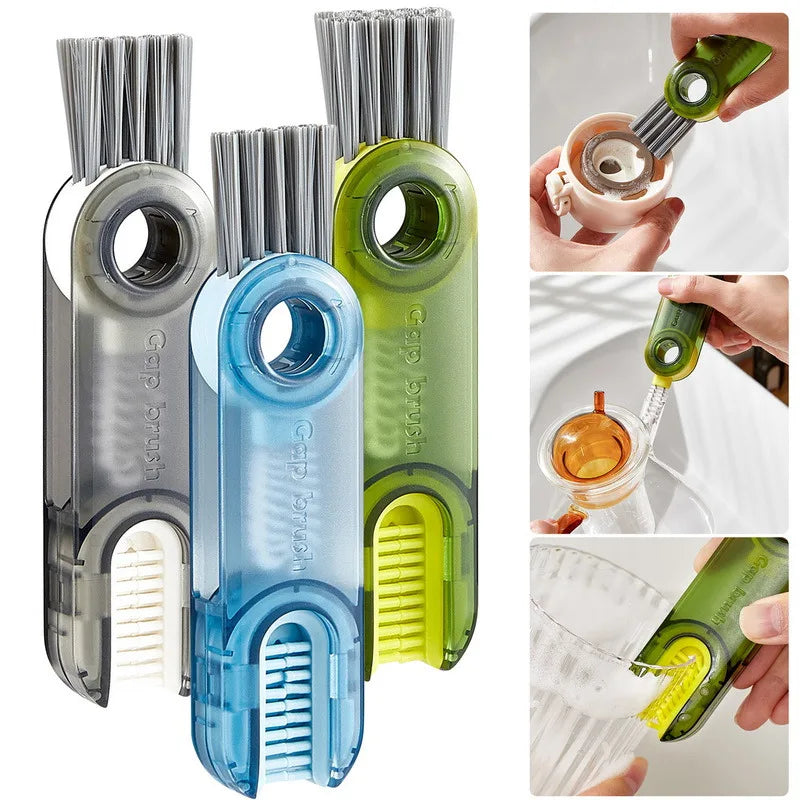 3in1 Tiny Bottle Cup Lid Brush Straw Cleaner Tools Multi-Function Crevice Water Bottle Cleaning Brush Nursing Bottle Cups Cover