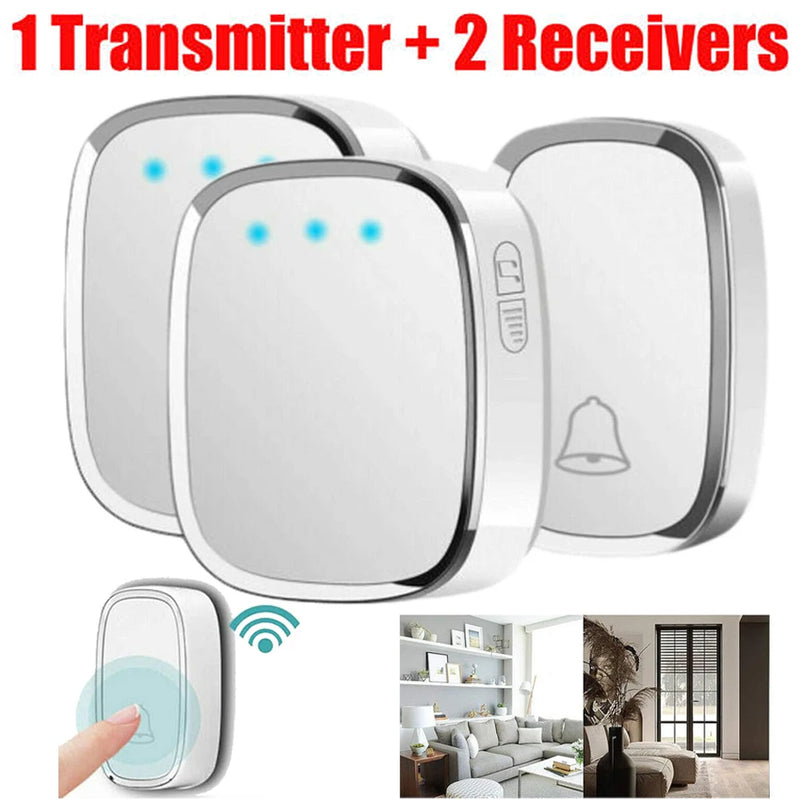 2 Receivers! Wireless Doorbell Waterproof Wall Plug-in Cordless Door Bell with 300M/1000Ft Long Range, 36 Melodies Ringtones