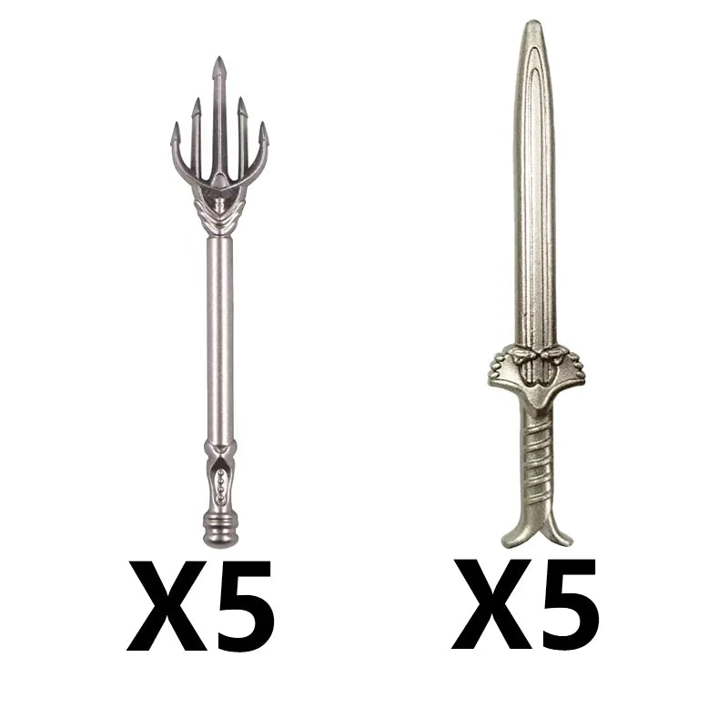 Medieval MOC Weapon Figure Accessories Building Blocks Soldiers Sword Shield Bow Arrow Trident Hammer Axe Spear Brick Kid Toy