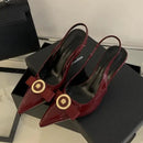 Comfort Shoes for Women Pointed Heel Sandals 2025 Summer Shallow Mouth Suit Female Beige Retro New Girls Stiletto Black  Spring