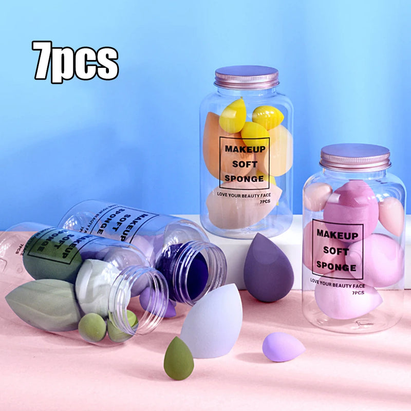 7PCS Drifting Bottle Beauty Egg Dry And Wet Dual-Purpose No Powder Makeup Egg Sponge Powder Puff Set Makeup Tools