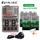PALO 6F22 9V Ni-MH Akku 9 V 300mAh Batterien 9 Volt geringe Selbstentladung 9 Volt Batterie mit Smart Charger