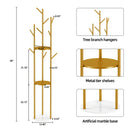 Heavy Duty Marble Coat Rack Stand Gold Metal Tall Clothes Rail Hanger for Bedroom Office Hall