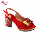 2024 INS Hot Sale New Arrivals Red Color Italian Design Shoes Matching Bag Set Super High Heels Pumps for Garden Party