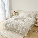 Rüschen-Bettbezug Queen Twin, 100 % gewaschene Mikrofaser, 3-teiliges Bettwäsche-Set, Shabby Chic Bauernhaus Bettbezug Kissenbezüge
