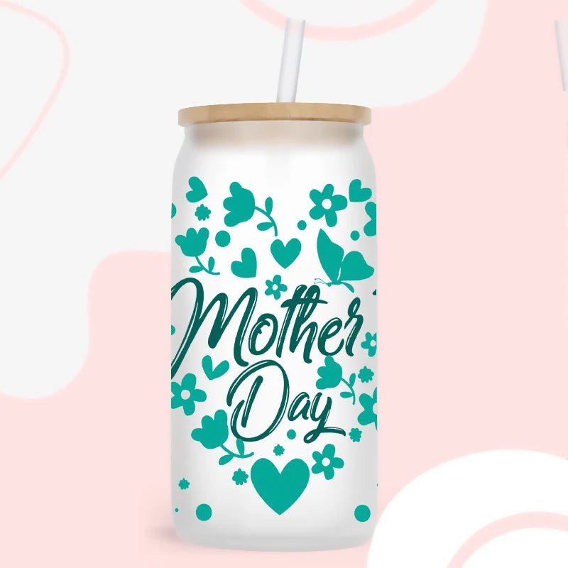 MOM MAMA Mather's Day Sticker UV DTF Cup Wrap Iron On Transfer For Glass Can Wraps 16oz Libbey D12242